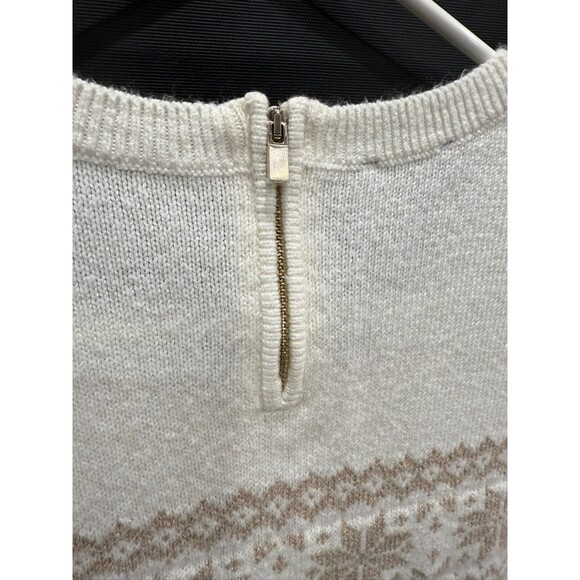 Talbots Sweater Ivory Gold Sparkle Fair Isle Small Snow Flake - Picture 6 of 8